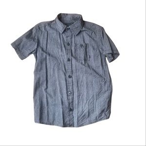 Amplify brand youth large size 7 short sleeve button up shirt black chambray